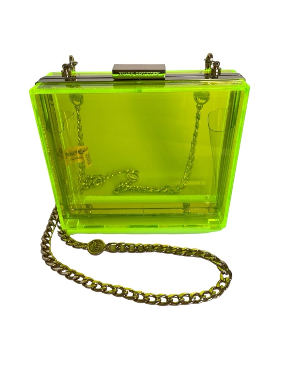 Juicy Couture Neon Green Crossbody Clutch Bag with Detachable Gold Chain